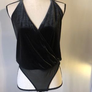 Victorias Secret shimmery velvet Halter  bodysuit NEW